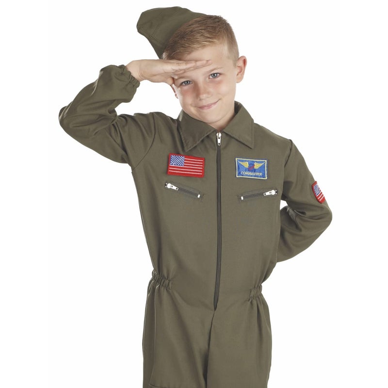 fun shack Kids Flight Suit Pilot Costume, Air Force Fighter Pilot WW2 Costume Kids, Boys Halloween Costumes, X-Large - Image 3